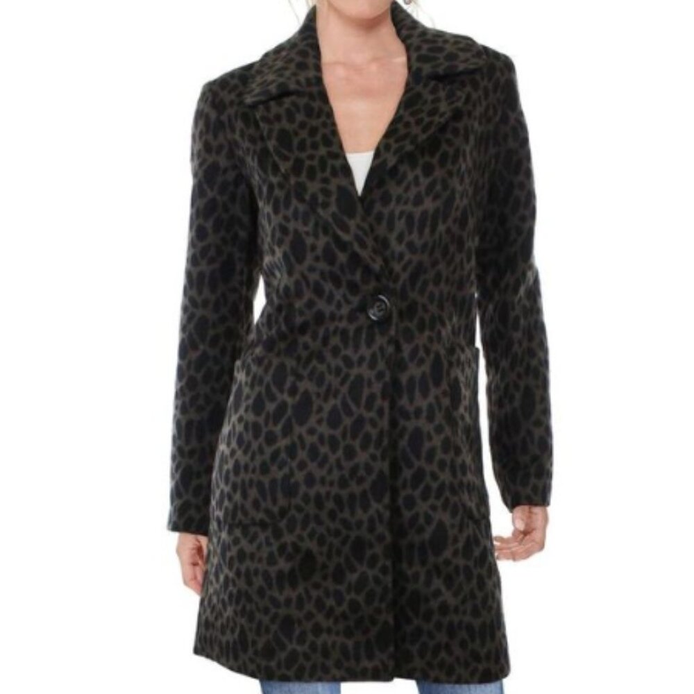 Bernardo Animal Print NWT Overcoat Black Brown W Sz XS